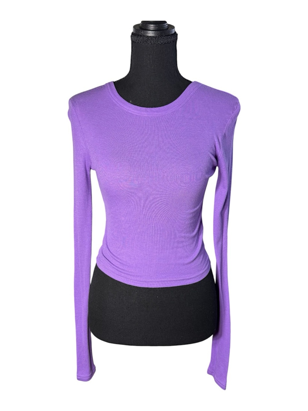 BP. Nordstrom Purple Ribbed Long Sleeve Crop Top Size Small